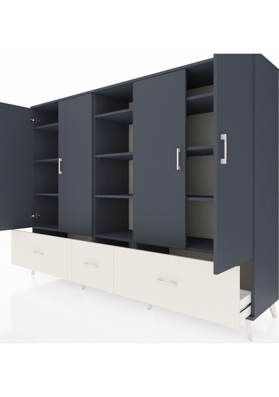 Hyperion Dolap 12 Raflı 3 Çekmeceli 4 Kapaklı 220x44x163 Antrasit Antrasit-antrasit/aytaşı Hyperion Dolap 12 Raflı 3 Çekmeceli 4 Kapaklı 220x44x163 Antrasit Antrasit-antrasit/aytaşı