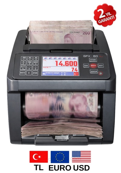 Pro New 80 Karışık Para Sayma Makinesi, Tl Ve Euro Karışık, Usd Adet Sayım + Müşteri Ekranı