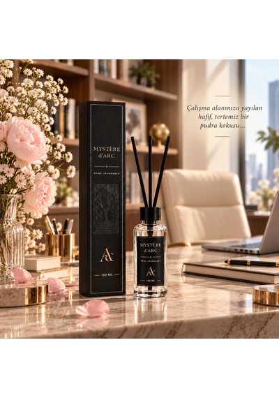 Premium Oda Kokusu Bambu Çubuklu Beyaz Şişe 100 Ml Pudra