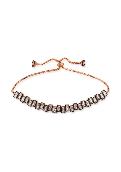 Gümüş Rose Baget Taşlı Asansör Bileklik Gümüş - Sarı - Kırmızı