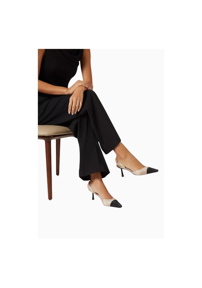 Nicoli Belize 60 Crystal Slingback Pumps, Satin-metallic Leather, 60mm Topuk, El Işçiliği Lüks Tasarım Bej