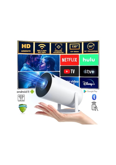 Azeq Hy300 Pro Projeksiyon Makinesi Led Projeksiyon Taşınabilir Projeksiyon En İyi Projeksiyon Cihazı