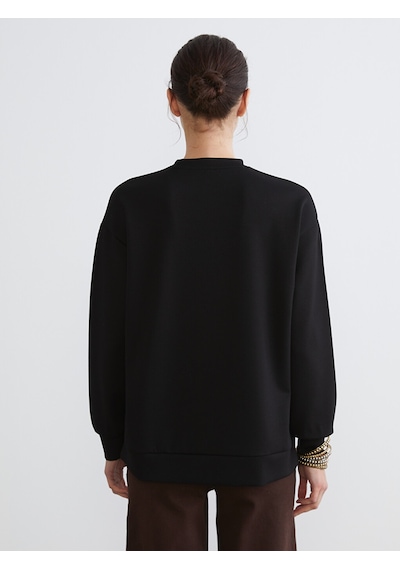 Lcw Comfort Siyah New York Nakışlı Kadın Sweatshirt