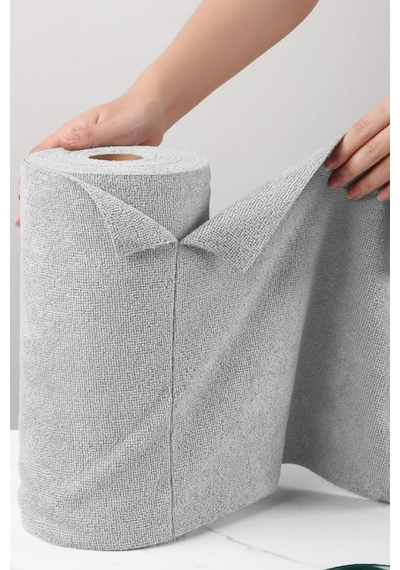 Çok Amaçlı Rulo Mikrofiber Temizlik Bezi 30x30 40 Yapraklı Gri Gri