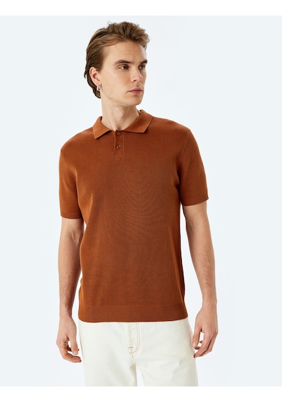Koton Pamuklu Basic Polo V Yaka Kısa Kollu Triko Tişört Kahverengi 5sam70029ht Kahve Kahverengi