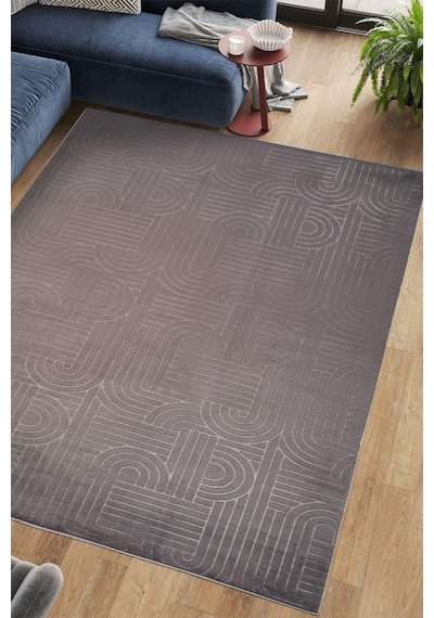 Tropikal Home Bambu Dokulu Modern Desenli Kaymaz Taban Lüx Dört Mevsim Yıkanabilir Halı Yolluk Antrasit
