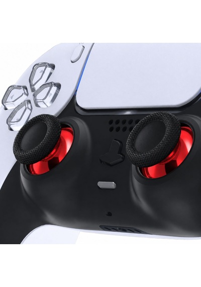 2 Adet Ps5 Analog Topuz Kırmızı Krom Başlık Playstation 5 Kol Tamir Yedek Parça Siyah