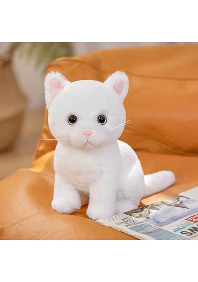 Kedi Peluş Oyuncak Çocuklar İçin Hediye 26 Cm Beyaz