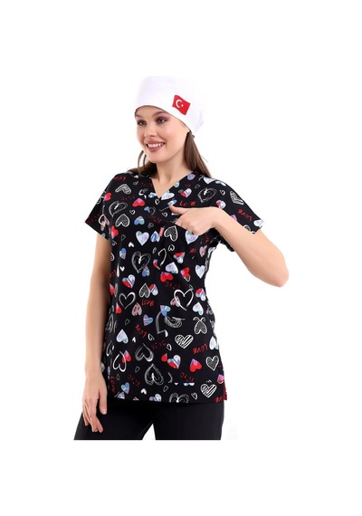 Yarasa Kol Desenli Unisex Tek Üst - 5003 Siyah Love