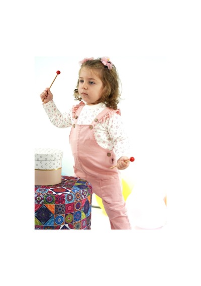 Aydodo Salopet Sweatshirt İkili Kız Pembe Bebek Takım Pembe