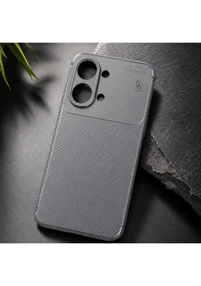 Xiaomi Poco X8 Pro Max Uyumlu Kılıf Karbon Tasarım Kamera Korumalı Silikon Telefon Kılıfı Kapak Gri