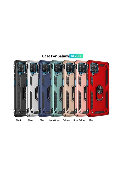 Samsung Galaxy A22 Kılıf Sofya Yüzüklü Silikon Kapak - Gümüş