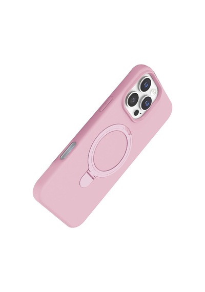 Apple Uyumlu iPhone 16 Pro Max Regal Magsafe Standlı Kapak Açık Pembe