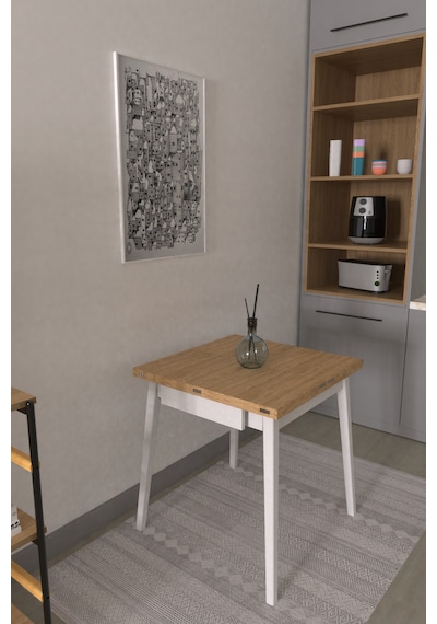 Vilinze Avanos Ahşap Katlanır Kanatlı Mdf Mutfak Masası - 70x70+70 70x140 Cm Naturel Beyaz Vilinze Avanos Ahşap Katlanır Kanatlı Mdf Mutfak Masası - 70x70+70 70x140 Cm Naturel Beyaz