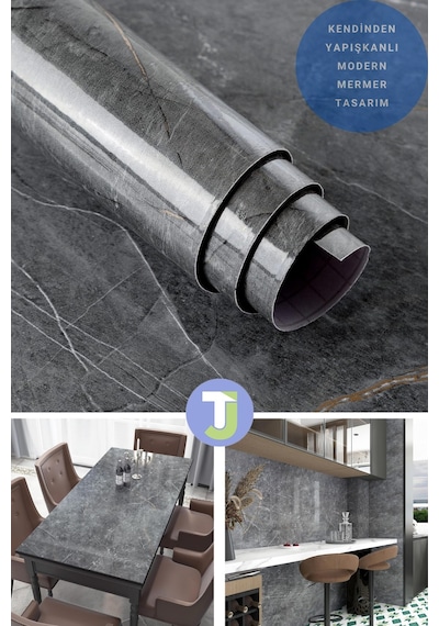 Technojet Kendinden Yapışkanlı Mermer Desen Folyo Mutfak Banyo Tezgah Duvar Masa Kaplama 60cmx300cm 001