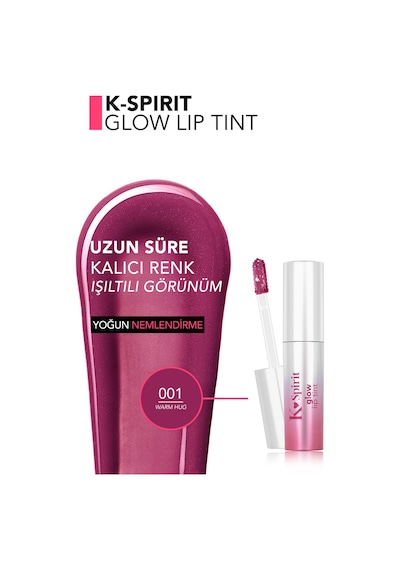 Flormar K-spirit Glow Lip Tint Yoğun Nemlendirici & Işıltılı Uzun Süre Kalıcı Dudak Tint'i 001warmhug