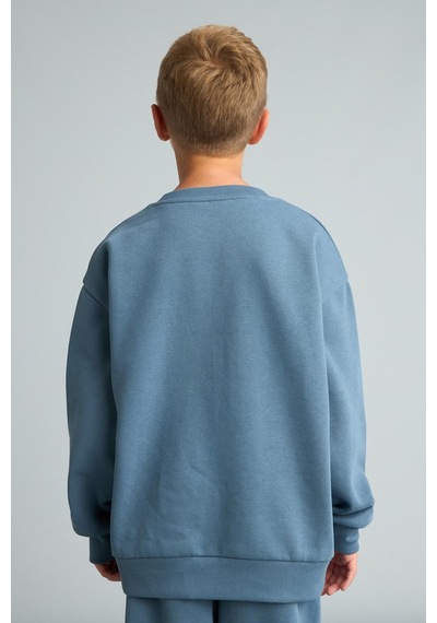 Defacto Bisiklet Yaka Efekt Nakışlı Sweatshirt Erkek Çocuk H9683a826wnbe739 Mavi-be739