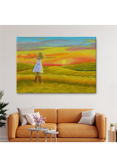 Es10 KY Özel Beyaz Elbiseli Kız Ve Yaz Manzarası Tablosu-6569 (50 x 70)