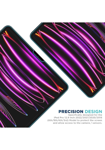 Apple Uyumlu iPad, Pro 12.9 M2 Çip 2022 6. Nesil Nano Kırılmaz Ekran Koruyucu Şeffaf Cam Koruyucu