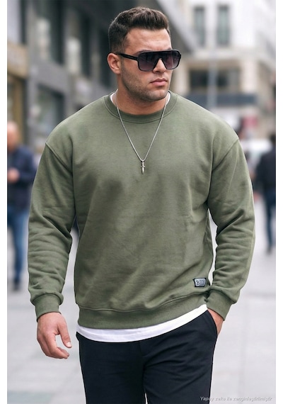 Buratti Regular Fit Bisiklet Yaka Pamuklu Içi Tüylü Yumuşak Şardonlu Erkek Sweat 5905255 Haki
