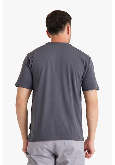 Bisiklet Yaka Kalem Cepli T-shirt Antrasit Gri