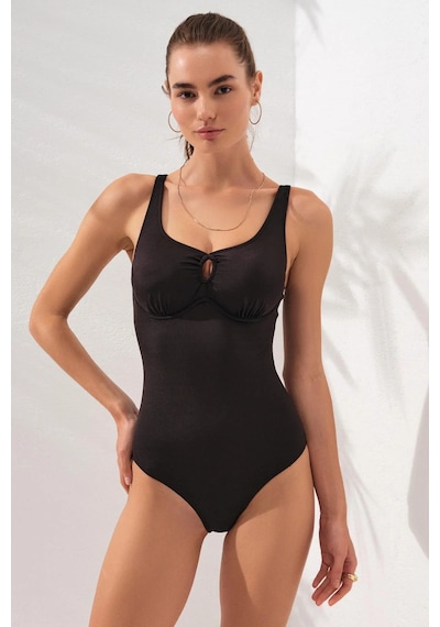 Pierre Cardin Riva Balenli Büyük Beden Mayo Siyah 231129 Sıyah