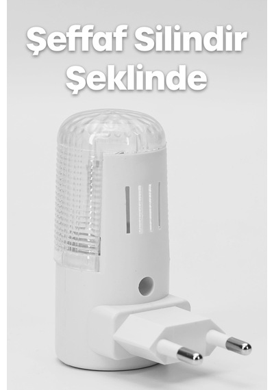 Gece Lambası Silindir Tip On/off Tuşlu Koridor Hol Işığı Uyuma Işığı Beyaz Işık Beyaz Gc08 Beyaz