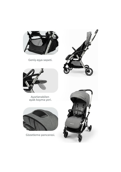 Kanz Marcus Kolay Katlanabilen Kabin Bebek Arabası Heavy Grey