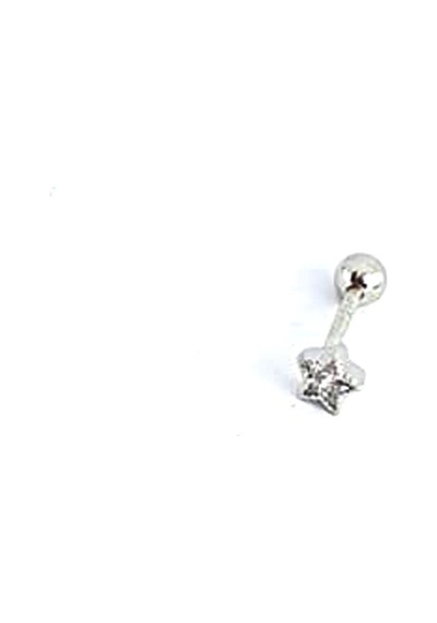 Zirkon Taşlı 925 Ayar Gümüş Yıldız Figürlü Tragus Piercing Gümüş
