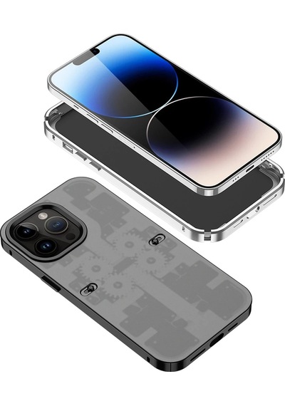 Uray Store Apple iPhone Uyumlu  14 Pro Max Kılıf Mekanik Bumper Kapak - Gold