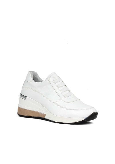 Kadın Beyaz Dolgu Topuklu Deri Sneaker