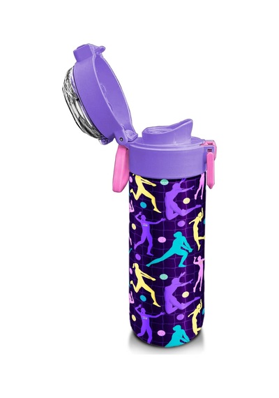 Coral High Kids Mor Voleybol Desenli Pipetli Ve Direkt İçim Çelik Termos 500 Ml 31849 Mor