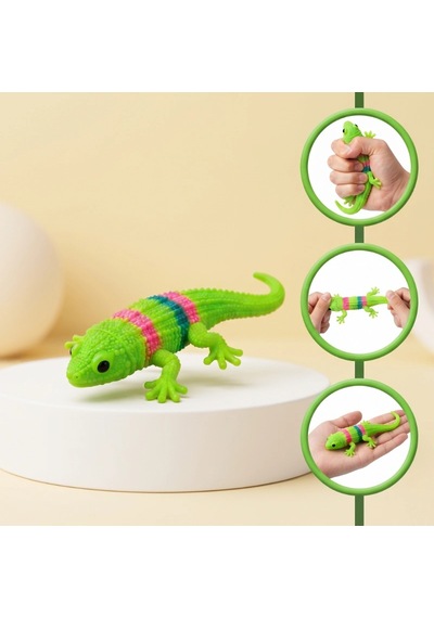 Kertenkele Squishy Gerginlik Oyuncağı 12 Adet - Sıkılabilir Esnek Yumuşak Set Bx-316717