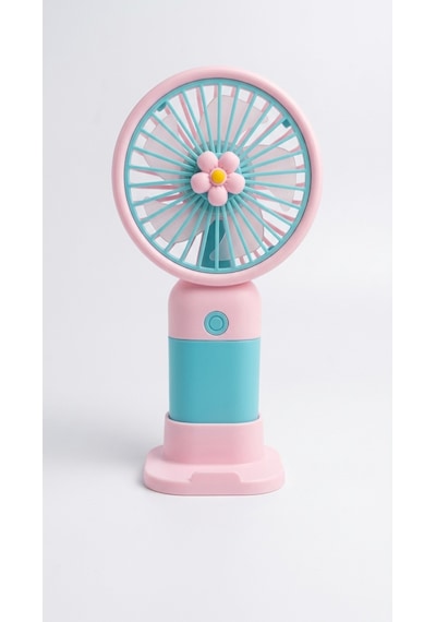 Mini El Fanı Pembe-mavi Kompakt Tasarımlı, Usb Şarjlı Güçlü Taşınabilir Vantilatör Fan-pl104