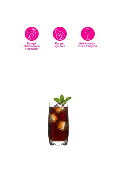 Lav Adora Cam Meşrubat Bardağı 6'lı 390 ml (Limonata/Su Bardağı )