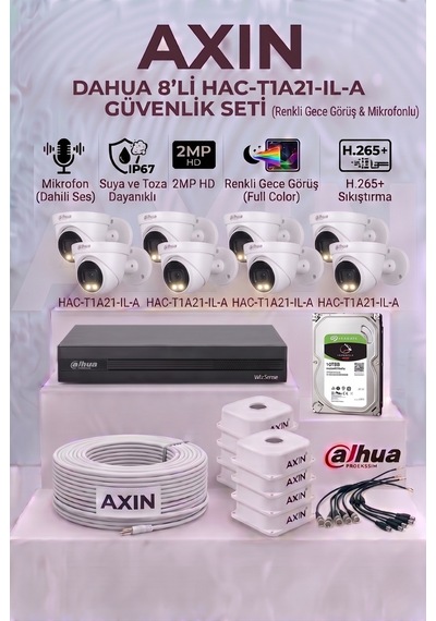 Dahua 8 Kameralı Full Color Sesli Güvenlik Kamera Seti - Mikrofonlu - İç Mekan Geniş Açı - 1tb Hdd - Yapay Zeka Yüz Tanıma