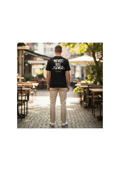 Urbantrendstore Unisex Rock Zincir Desen Oversize Fit Rahat Geniş Salaş T-shirt Günlük Tişört Siyah