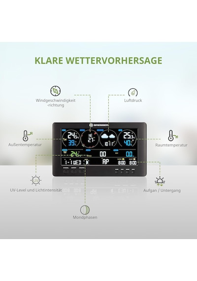 Tr 7002586 Dış Mekan Sensörlü Kablosuz Hava İstasyonu Clearview Hava Merkezi, Wifi Ve Rüzgar, Nem, Sıcaklık, Ya Genel