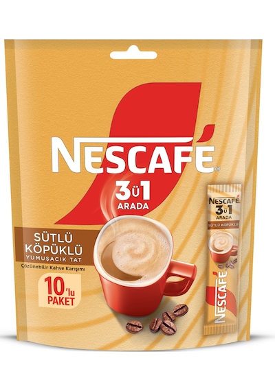 Nescafé 3ü1 Arada Sütlü Köpüklü Çözünebilir Kahve 17,4g 10'lu Paket 10x6 Diğer