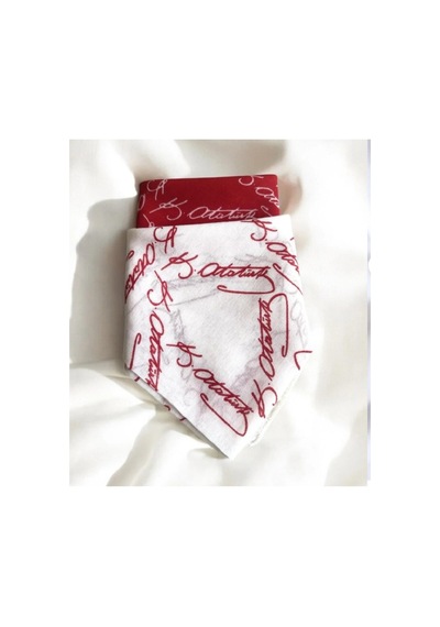 Herşeynota Atatürk Imzalı Kırmızı Ve Beyaz 2'li Renk Unisex Bandana Fular 23 Nisan 29 Ekim 10 Kasım 19 Mayıs Çok Renkli