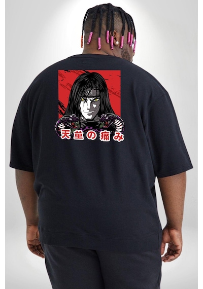 Angemiel Orochimaru Anime Büyük Beden Siyah Tişört Kadın Erkek Ünisex Sırt Baskılı Siyah