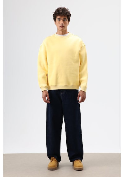 Vamos Basic Oversize Yıkamalı Sweatshirt Sarı