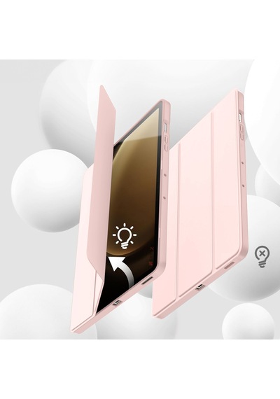 Samsung Galaxy Uyumlu Tab S9 Plus X810 12.4 İnç Kılıf Premium Silikon Kalem Bölmeli Smart Case Kapaklı Kılıf
