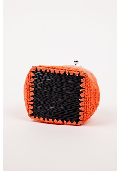 Fabric Craft Bag Bozuk Para Cüzdanı Merserize Pamuk Klipsli Örgü Turuncu