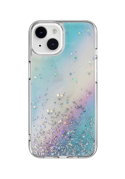 Apple Uyumlu iPhone 14 Kılıf Parlayan Simli Şeffaf Lisanslı Switcheasy Starfield Kapak Colorful