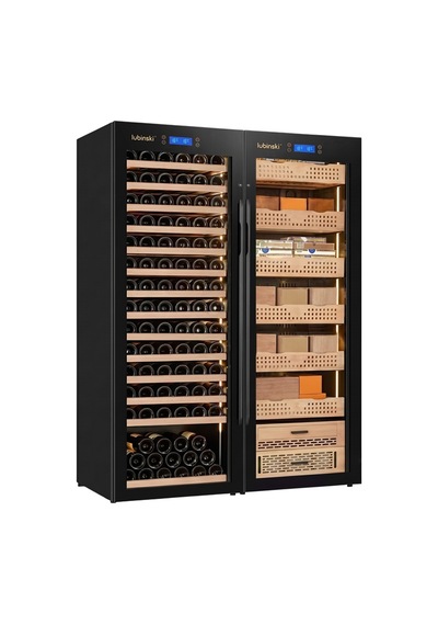 Lubinski Siyah Çift Kabin Elektronik Puro Dolabı - Şarap Dolabı Cw1600 Lb-042