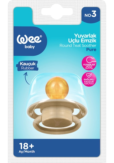 Wee Baby Pure Yuvarlak Uçlu Kauçuk Emzik No:3 Krem 18+ Ay