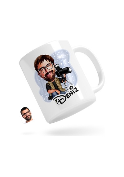 Kişiye Özel Erkek Profesyonel Fotoğrafçı Karikatürlü Beyaz Kupa B