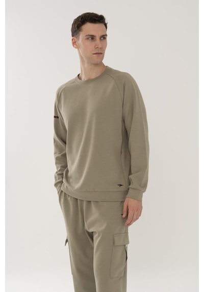 Maraton Regular Erkek Bisiklet Yaka Açık Haki- Sweatshirt Açık Haki-
