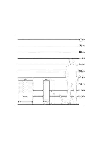 Arges Komodin 4 Çekmeceli 60x30x96 Çam-aytaşı Çam